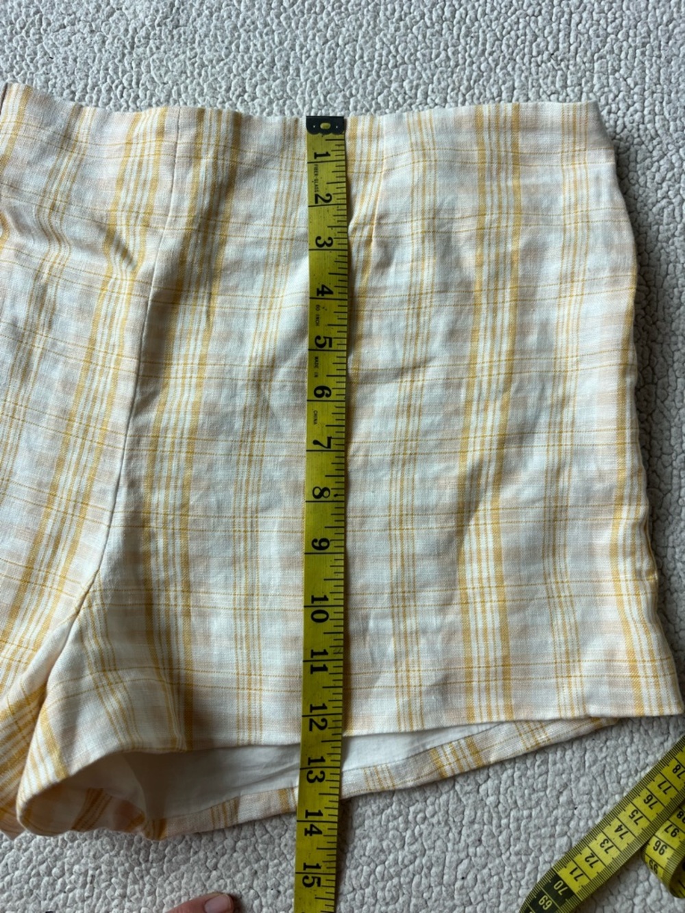 FAITHFULL 100% LINEN YELLOW PLAID SHORTS WOMENS 8 - Picture 6 of 8